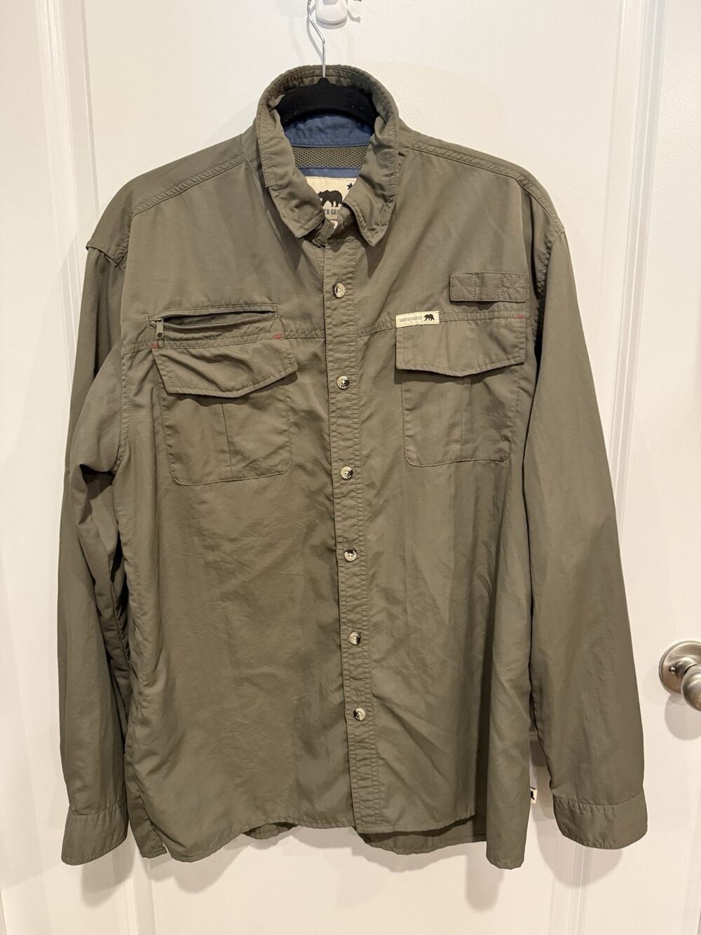 Dakota Grizzly Mens Shirt Sz L Olive Green Long Sleeve Vented Outdoor Gorpcore